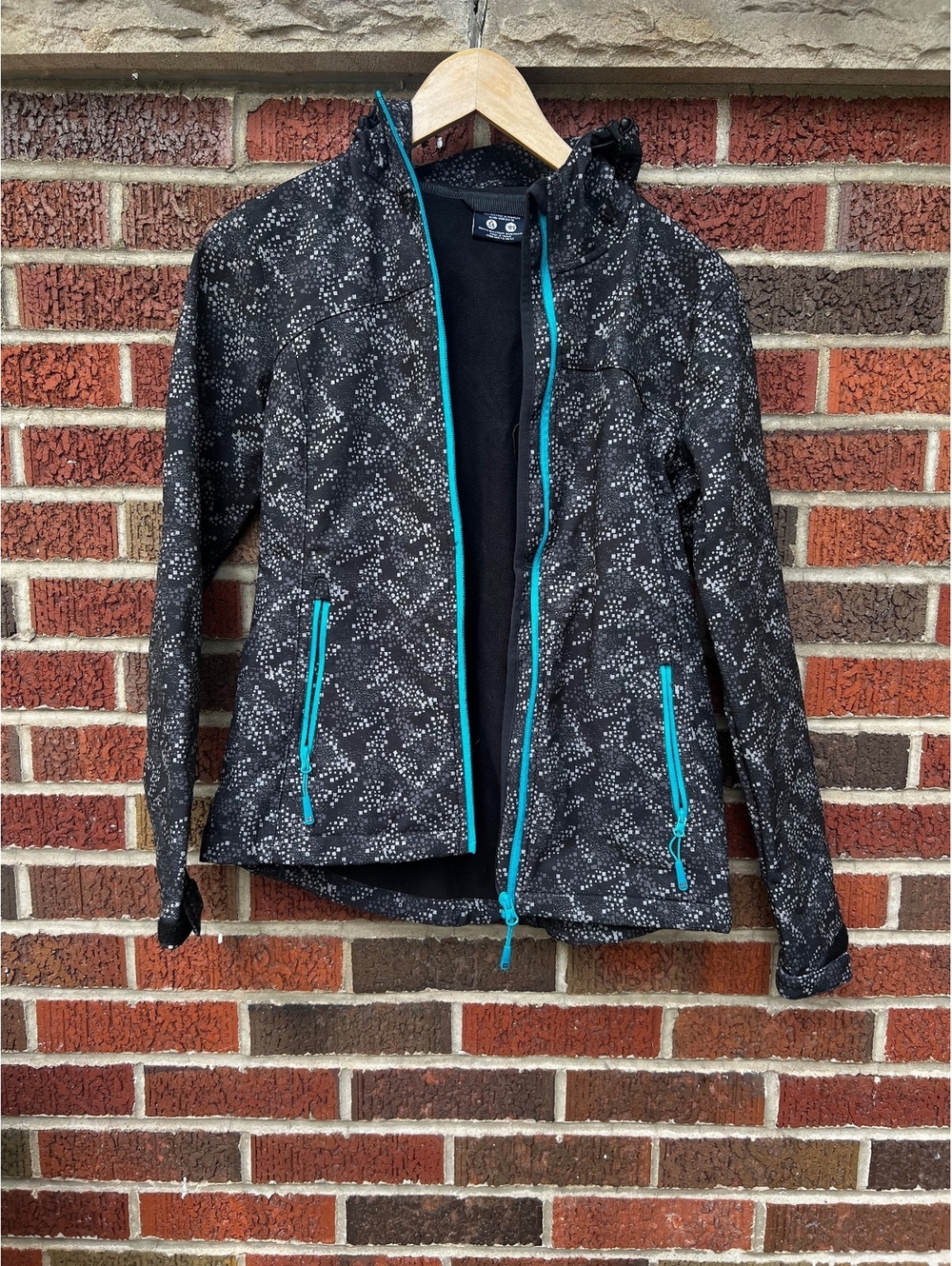 Mountain Warehouse Black and Gray Blue Zipper Full Zip Rain Jacket